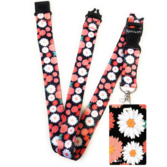 1 x SpiriuS Multi daisies breakaway Lanyard neck strap + unique id badge holder