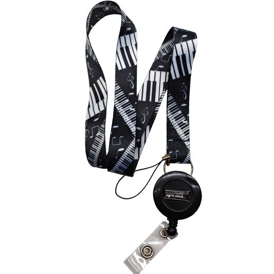 Lanyard Neck strap for ID card badge Holder with retractable reel Music notes