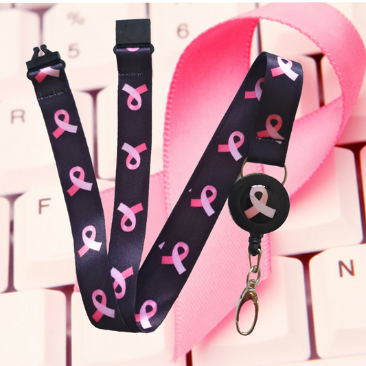 SpiriuS break away Lanyard with Cancer Logo Retractable Reel for ID Badge Holder with metal clip Keyring