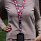 1 x SpiriuS Multi Daisies breakaway Lanyard neck strap + faux leather badges holder