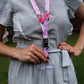 1 x SpiriuS Roses in Pink breakaway Lanyard neck strap + clear waterproof badge badge holder