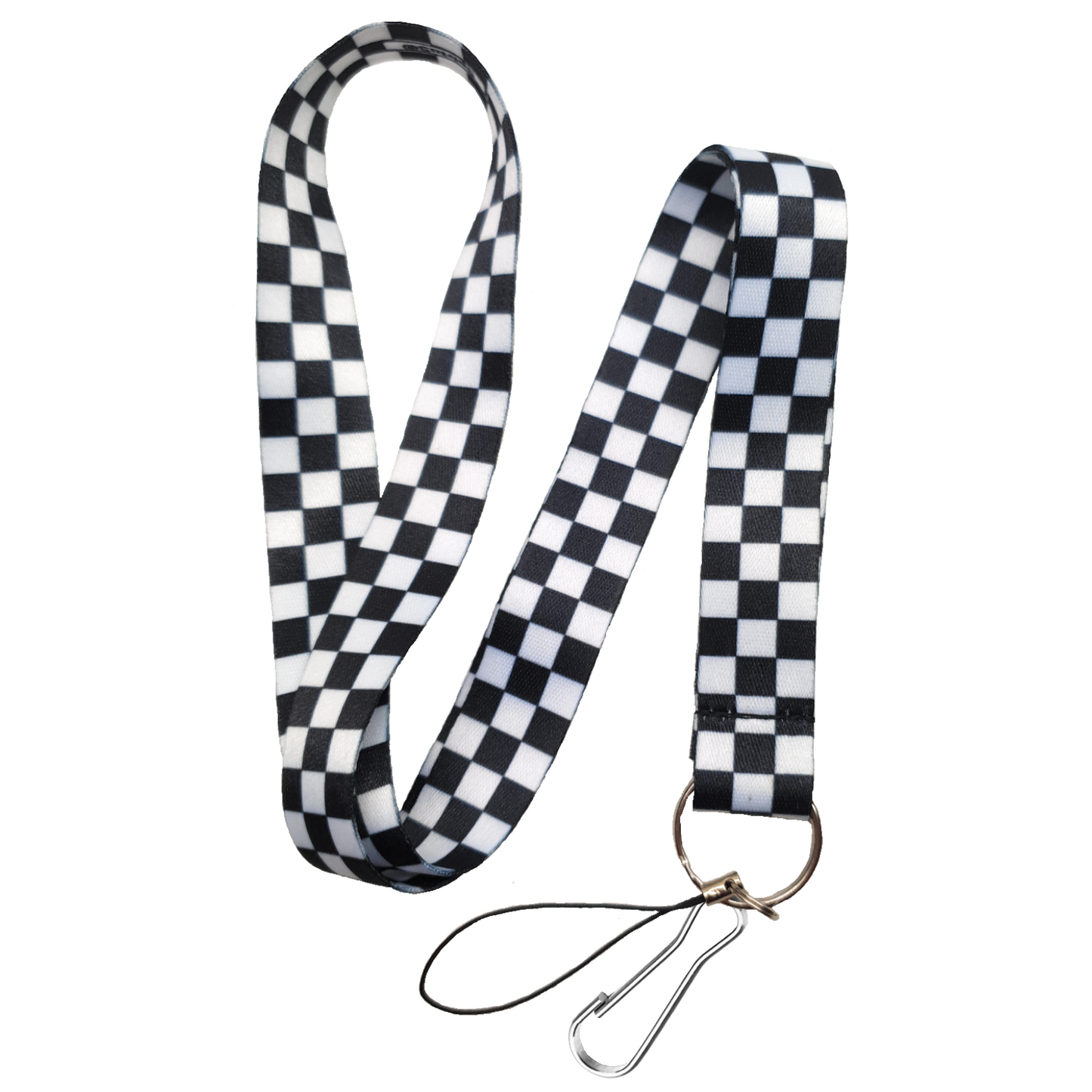 Lanyard Neck strap for ID card badge Holder with retractable reel Red &  White braid pattern