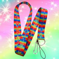 Lanyard Neck strap for ID card badge Holder with retractable reel RAINBOW Funky Stars